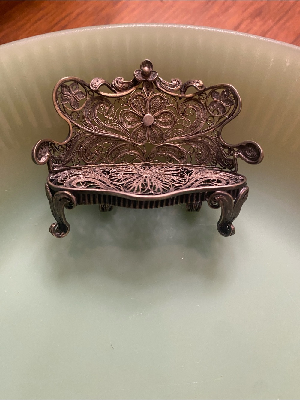 Vintage Miniature Filigree Sterling Silver 1900-1930 Dollhouse Settee